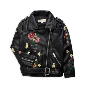 Hannah Banana Black Jacket with Floral Embroidery